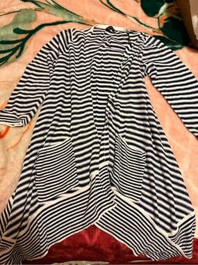 The Limited Black and White Striped Open Cardigan